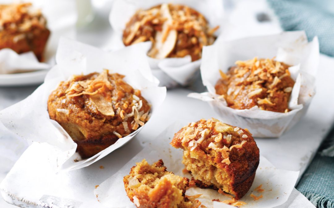 Coconut and pear muffins