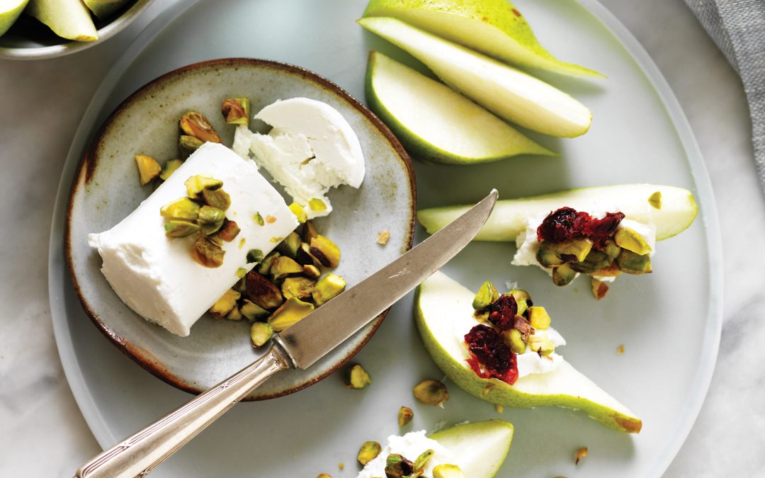 Pear and goats cheese dippers