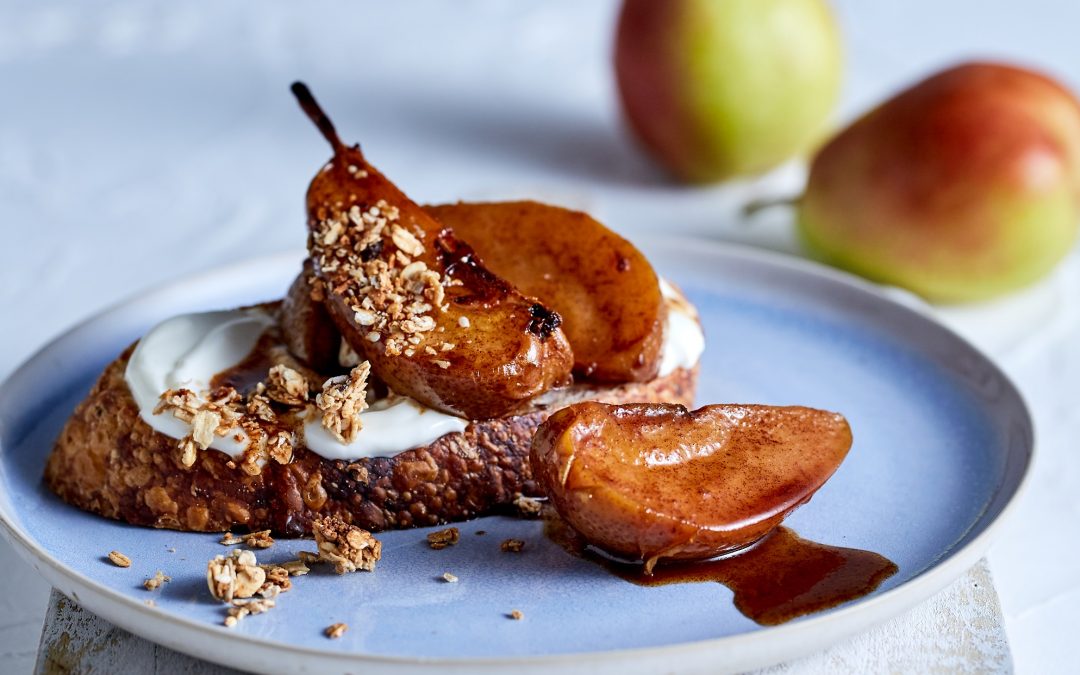 Spiced roasted pear breakfast toast