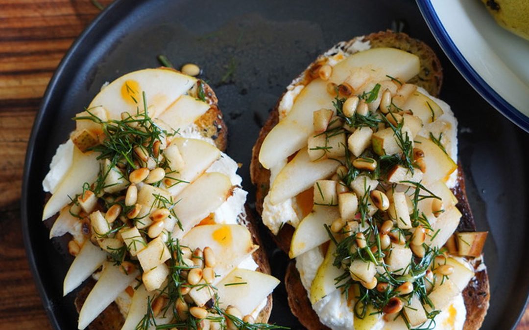 Sweet Pears on Creamy Ricotta and Toast